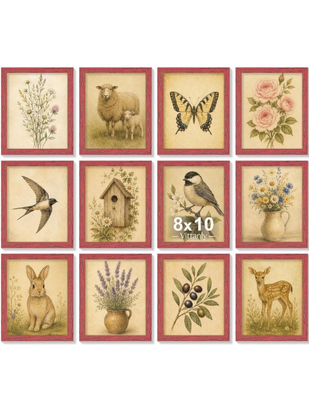 Set of 12 Brick Red 8x10 Picture Frames for Wall Mount & Tabletop Display